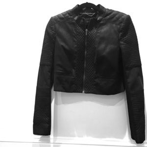 BCBG “Joshua” Cropped Quilted Motorcycle Jacket